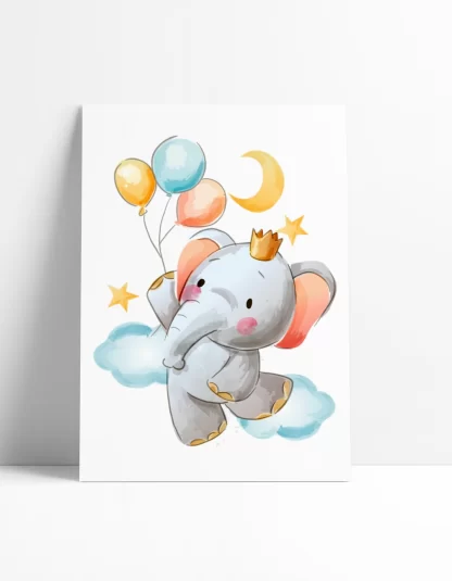 3011G Quadro Decorativo Infantil Elefantinho com Balões placa decorativa