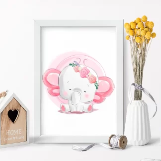 3017g1 - quadro decorativo elefante menina realista