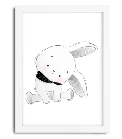 3024g2 - quadro coelho menino moldura branca