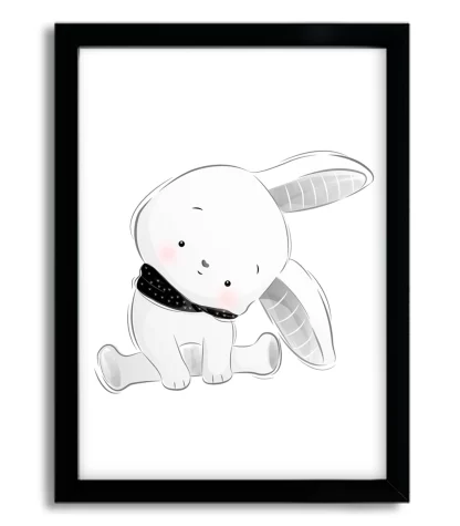 3024g2 - quadro coelho menino moldura preta