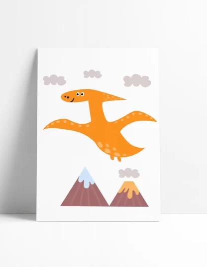 3027g25-5 Quadro Decorativo Dinossauro e Vulcões placa decorativa