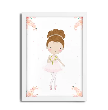 3032g2 Quadro Decorativo Infantil Menina Bailarina moldura branca