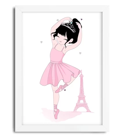 3060g quadro decorativo bailarina em Paris moldura branca