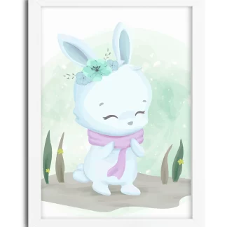 3088g quadro decorativo coelho coelhinha moldura branca
