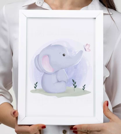 3095g quadro decorativo infantil elefante elefantinho realista