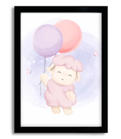 3097g quadro decorativo infantil carneirinho com balões