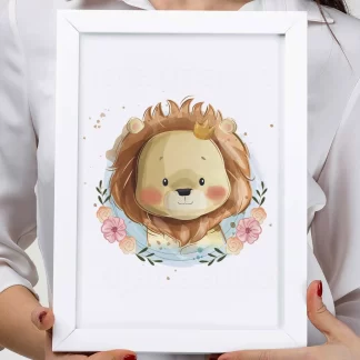 3101g quadro decorativo infantil leão leãozinho realista