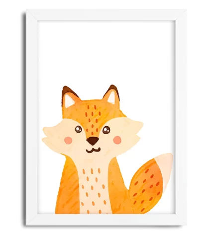 4003g3 quadro decorativo infantil raposa raposinha moldura branca