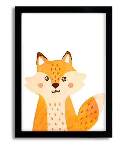 4003g3 quadro decorativo infantil raposa raposinha moldura preta