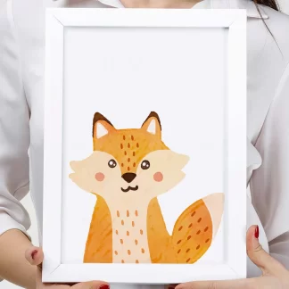 4003g3 quadro decorativo infantil raposa raposinha realista