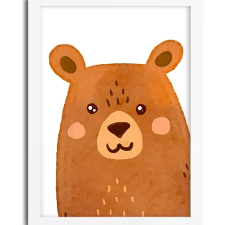 4003g4 quadro decorativo infantil urso ursinho moldura branca