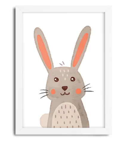 4004g2 quadro decorativo infantil coelho coelhinho moldura branca