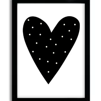 4006g2 quadro escandinavo infantil coração moldura preta