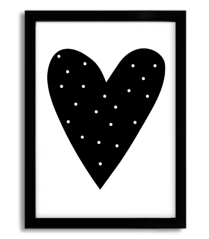 4006g2 quadro escandinavo infantil coração moldura preta
