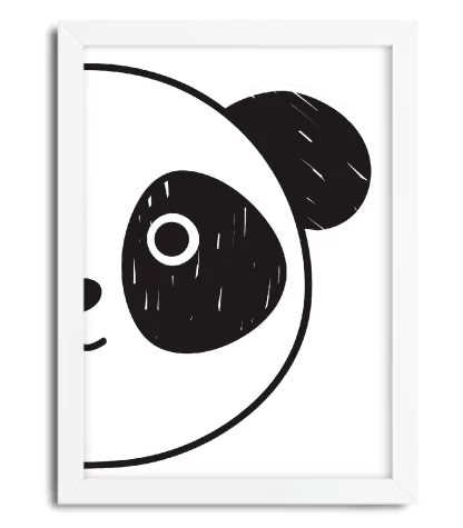 4007g quadro decorativo infantil urso panda pandinha moldura branca