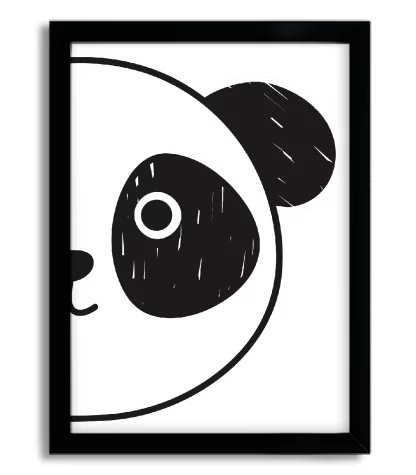 4007g quadro decorativo infantil urso panda pandinha moldura preta