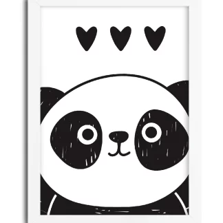 4007g2 quadro decorativo infantil urso panda pandinha mod 2 moldura branca