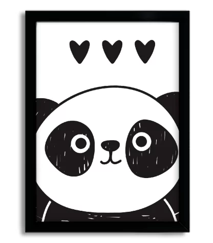 4007g2 quadro decorativo infantil urso panda pandinha mod 2 moldura preta