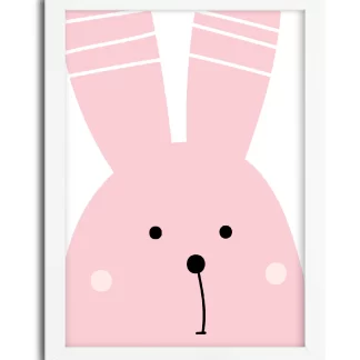 4010g2 quadro decorativo infantil coelho coelhinho rosa 2 moldura branca