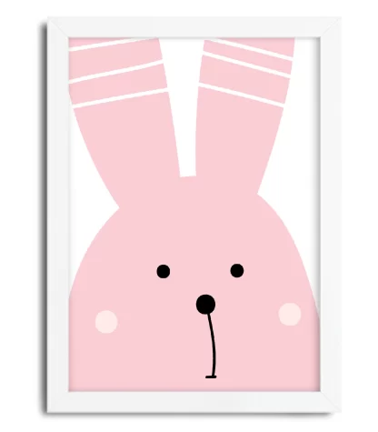 4010g2 quadro decorativo infantil coelho coelhinho rosa 2 moldura branca
