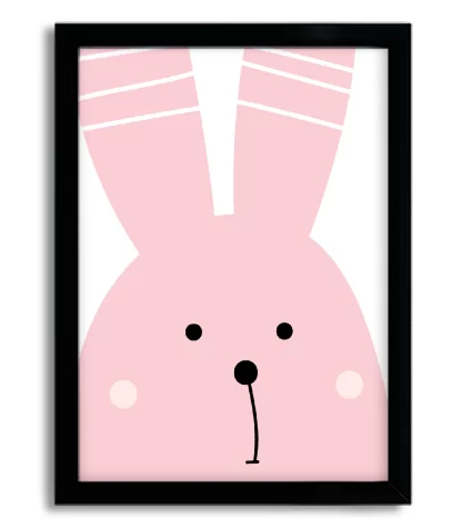 4010g2 quadro decorativo infantil coelho coelhinho rosa 2 moldura preta