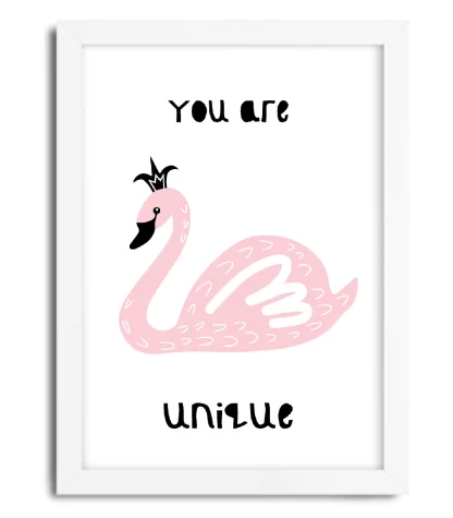 4010g3 quadro decorativo cisne rosa moldura branca