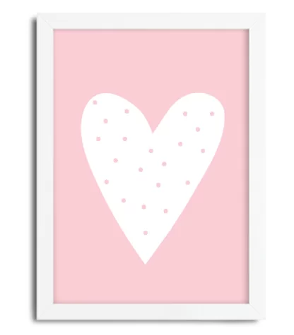 4010g4 quadro decorativo coração rosa moldura branca