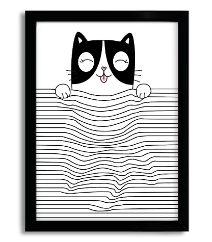 4015g2 quadro decorativo gato gatinho moldura preta
