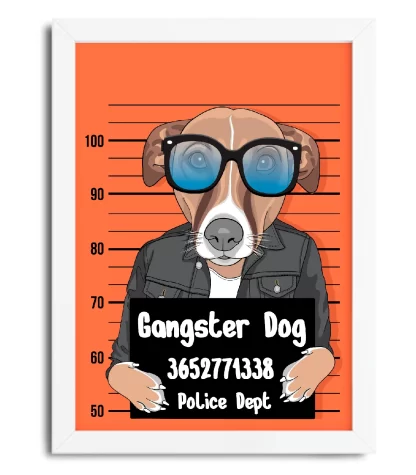 4027g quadro cachorro gangster dog moldura branca
