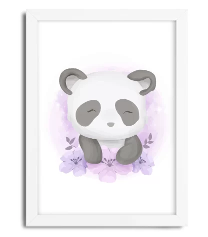 4047g quadro decorativo urso panda moldura branca