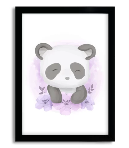 4047g quadro decorativo urso panda moldura preta