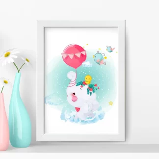 Quadro Decorativo infantil Elefantinho com balão SKU 4064g2