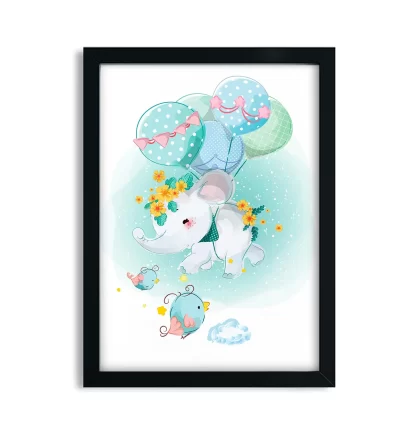 Quadro decorativo infantil Elefantinho com balões SKU: 4064g3