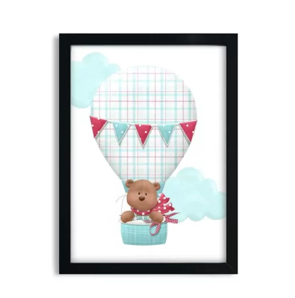 Quadro decorativo infantil urso ursinho em balão SKU: 4065g4