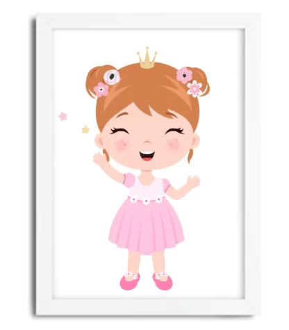 4068g2 quadro decorativo infantil princesa moldura branca