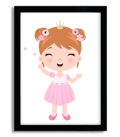 4068g2 quadro decorativo infantil princesa moldura preta