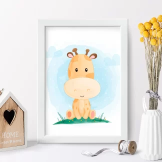 4071g quadro decorativo infantil girafa girafinha realista