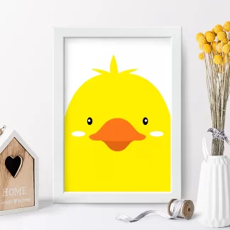 4074g10 quadro decorativo infantil pato patinho amarelo realista