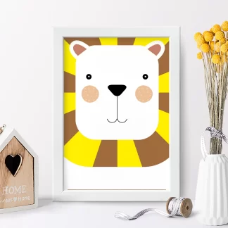 4074g11 quadro decorativo infantil leão leãozinho realista