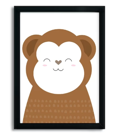 4074g12 quadro decorativo infantil macaco macaquinho moldura preta