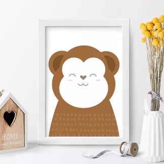 4074g12 quadro decorativo infantil macaco macaquinho realista