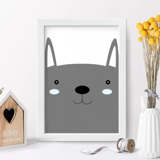 4074g4 quadro decorativo cachorro cachorrinho cinza realista