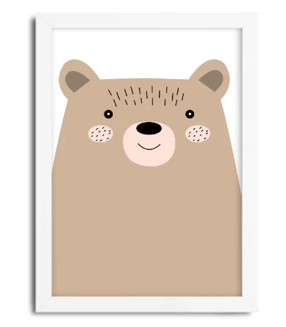 4074g6 quadro decorativo infantil urso ursinho moldura branca
