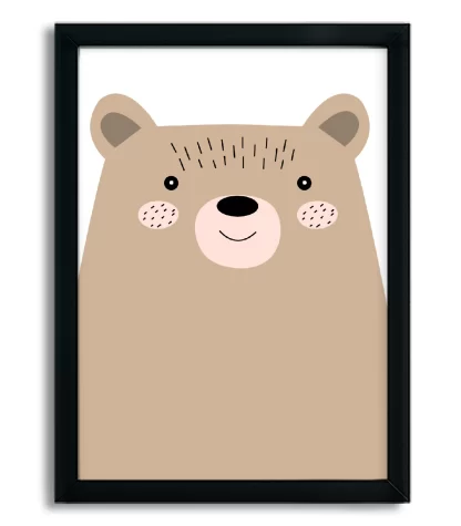 4074g6 quadro decorativo infantil urso ursinho moldura preta