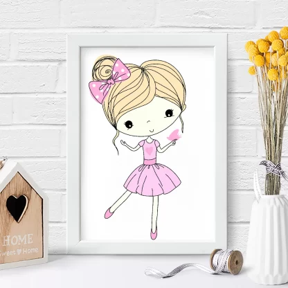 4087g quadro decorativo infantil menina coração e borboleta realista