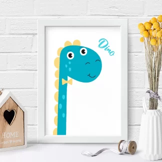 4093g1 quadro decorativo infantil dinossauro dino com gravata realista