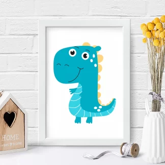 4093g2 quadro decorativo infantil dinossauro azul realista
