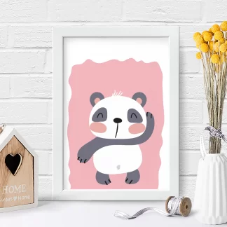 4096g3 quadro decorativo infantil ursinho panda rosa realista