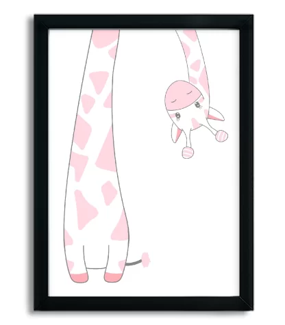 4099g1 quadro decorativo infantil girafinha rosa moldura preta