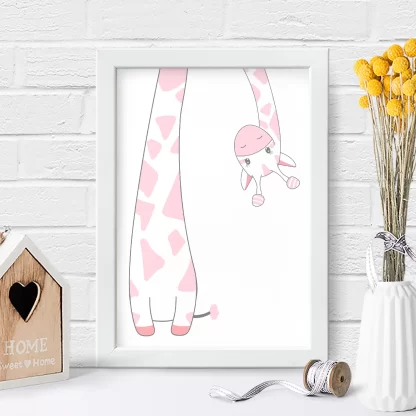 4099g1 quadro decorativo infantil girafinha rosa realista